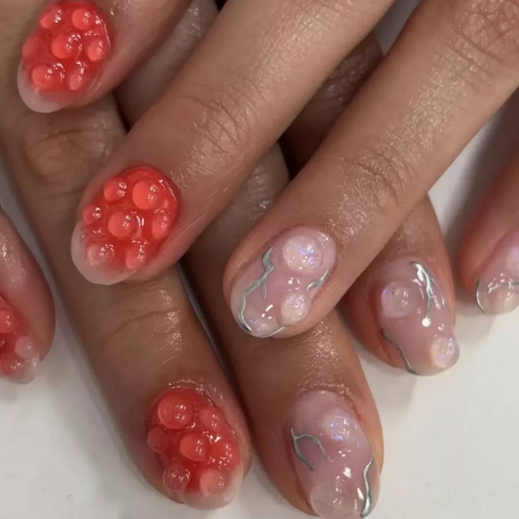 3D Caviar Beads vs Glassy Crackle Nails