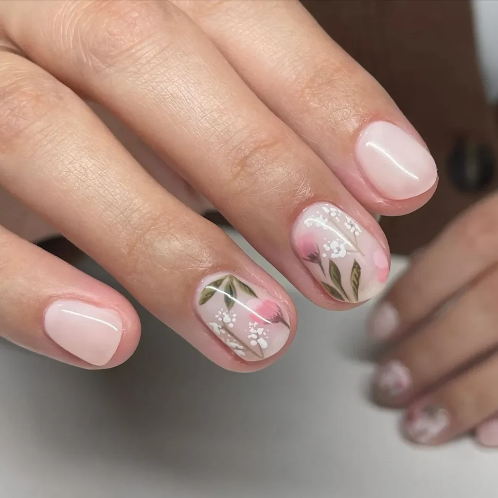Painted Floral Accent Nail