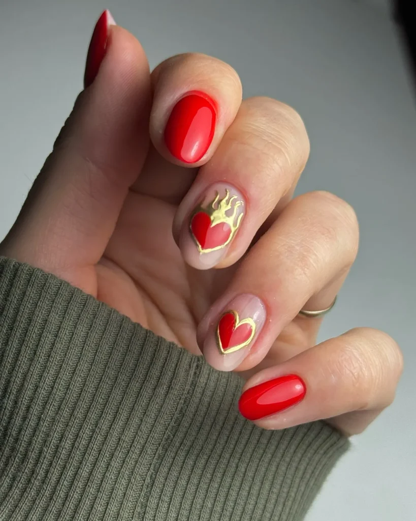 Glossy Red Nails 