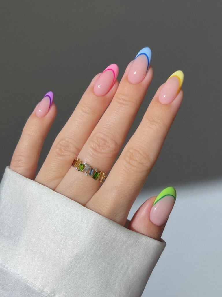 Colored French Tip Nails