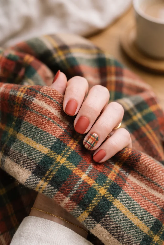 Autumn Plaid Accent Nail
