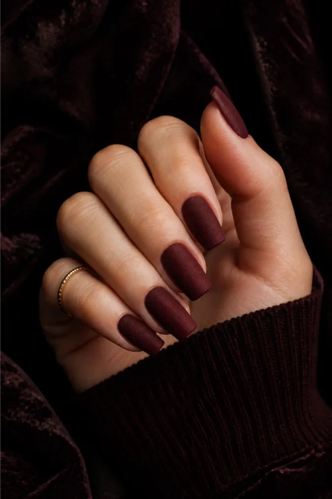 Burgundy Velvet Matte Coffin