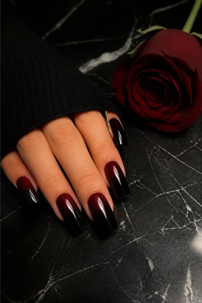 Burgundy chrome ombre