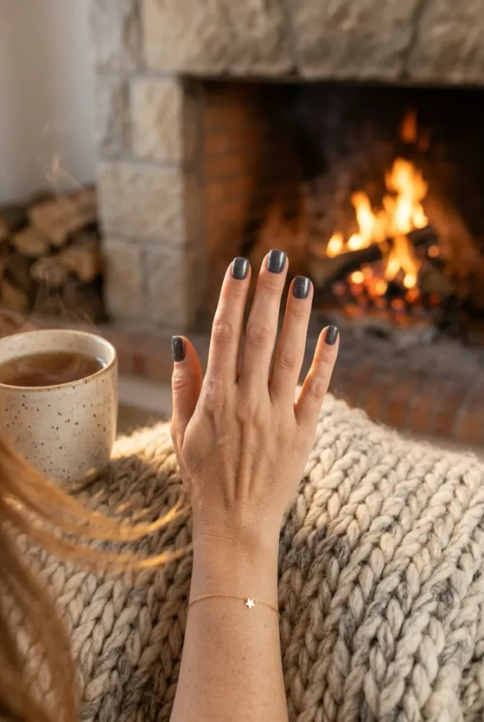 Charcoal Gray Nails 