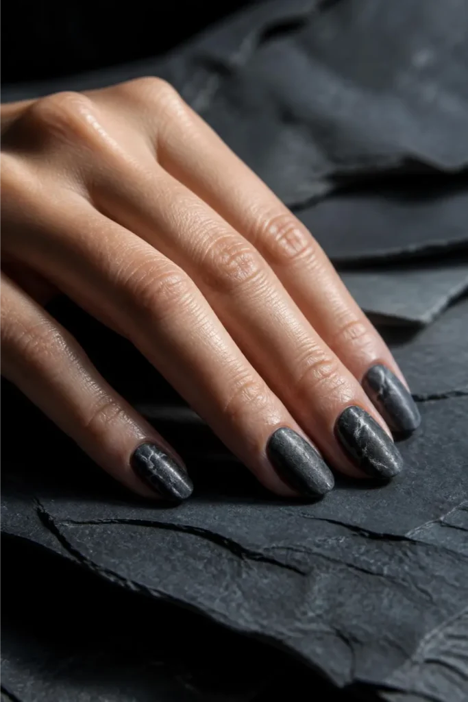 Charcoal Grey Nails