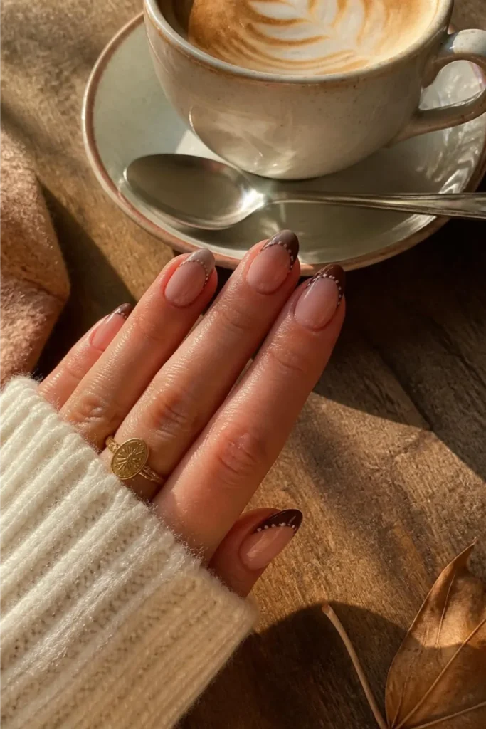Chocolate Brown French Tips