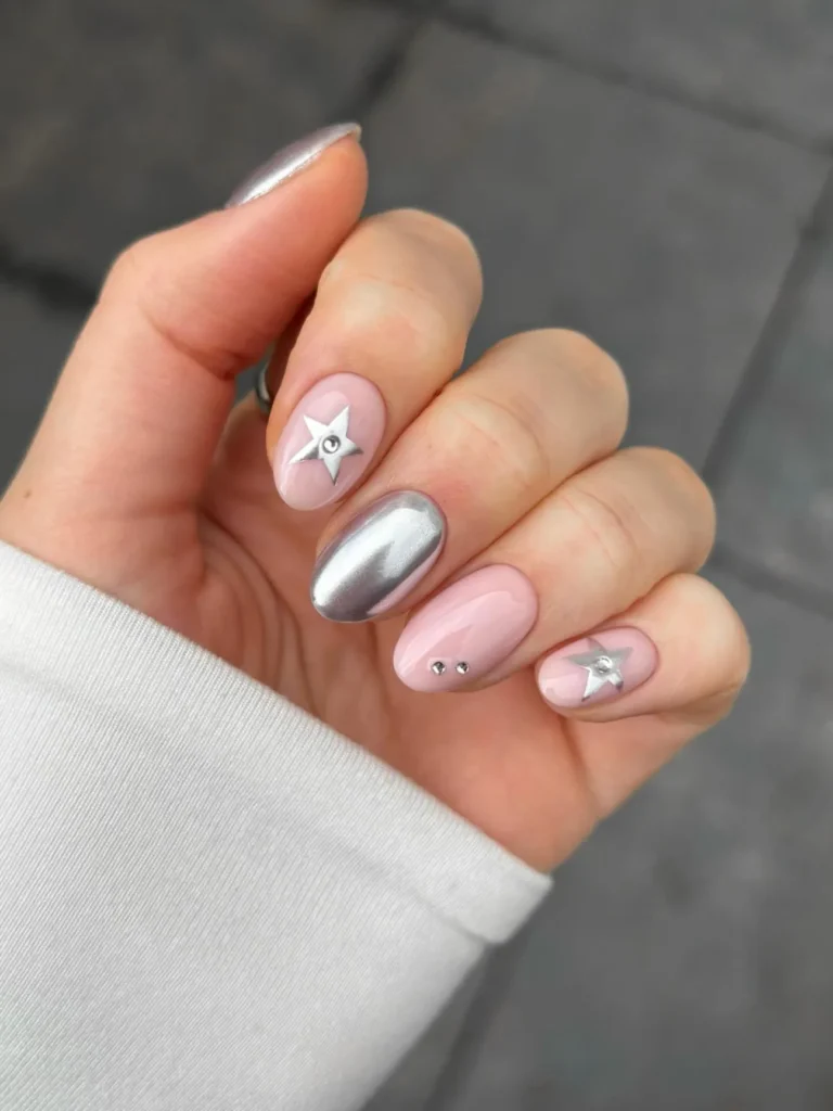 Chrome Accent Nails