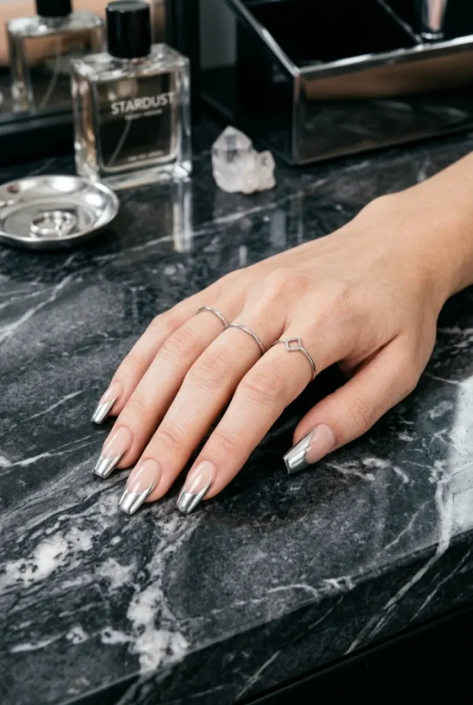 Chrome Silver Diagonal Tips