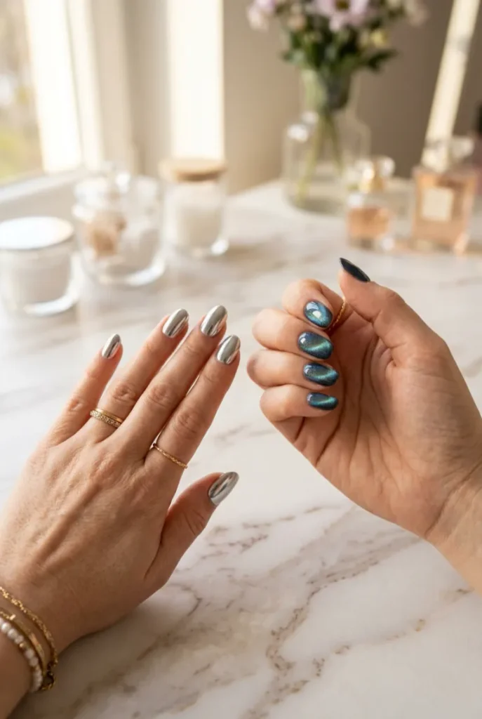 Chrome Nails vs Cat Eye Nails