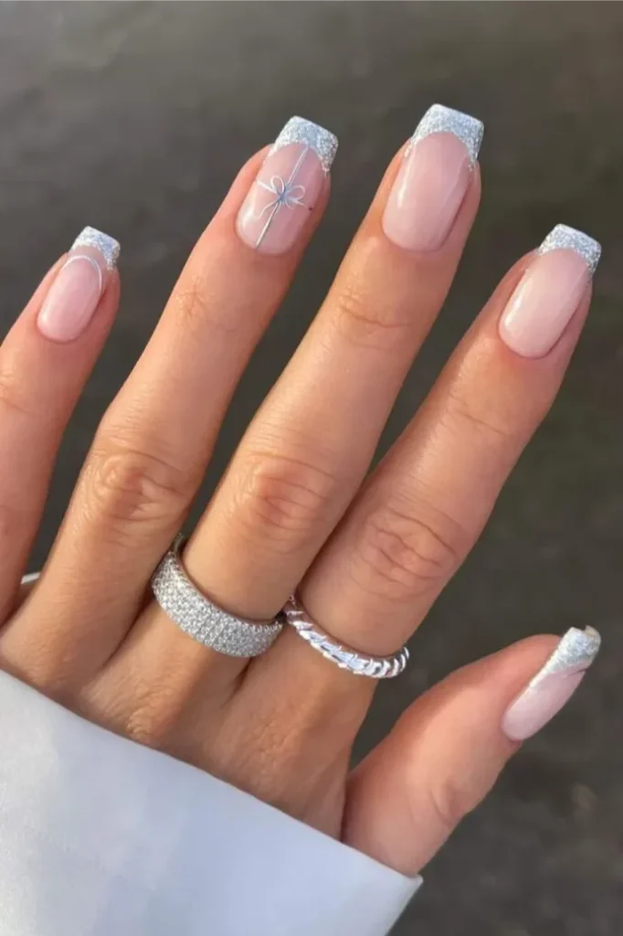 Chunky Silver Glitter Tips