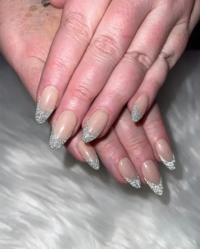 Chunky Silver Glitter Tips