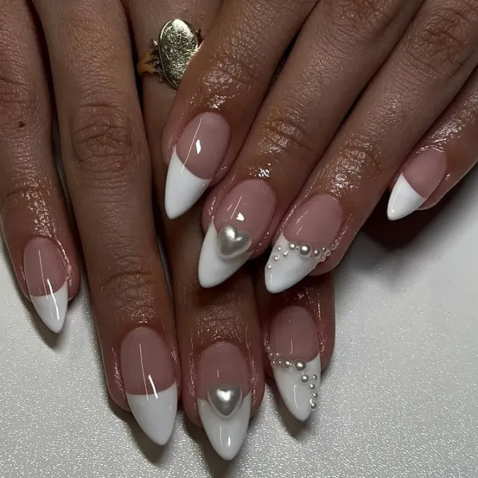 Classic White French Stiletto Nails