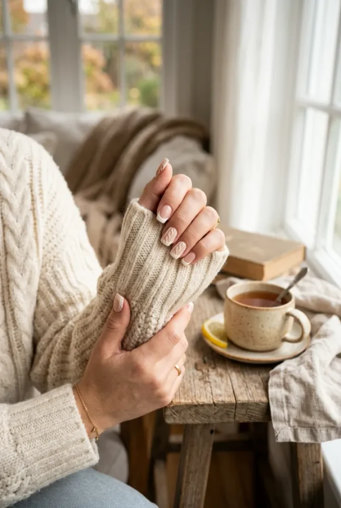 Cozy Knit Texture French Tips