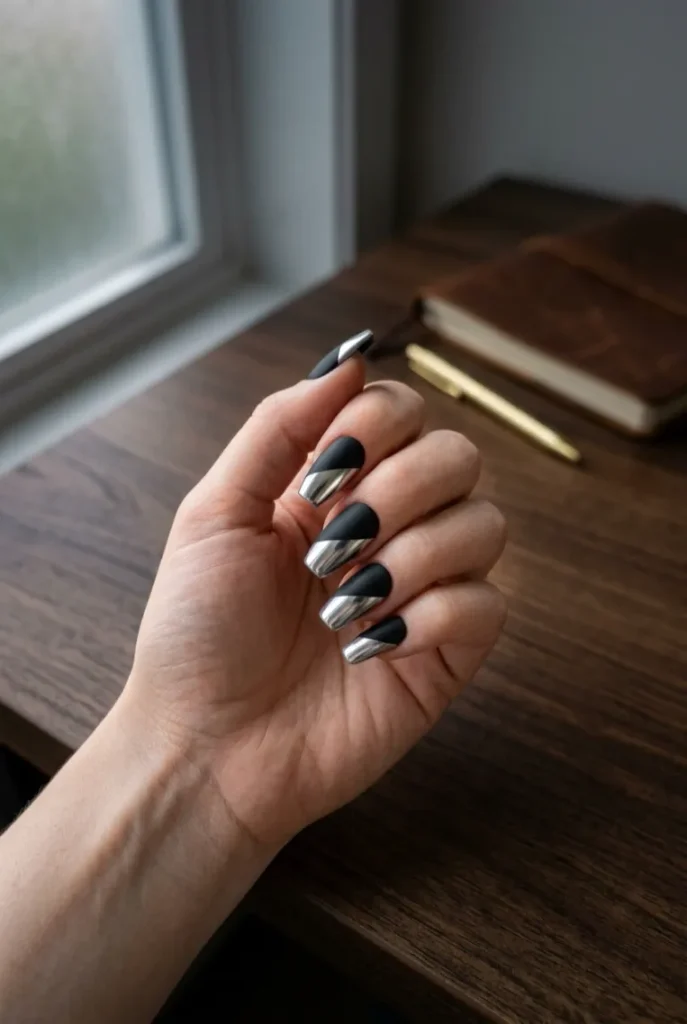 Diagonal Black-and-Silver Split Chrome