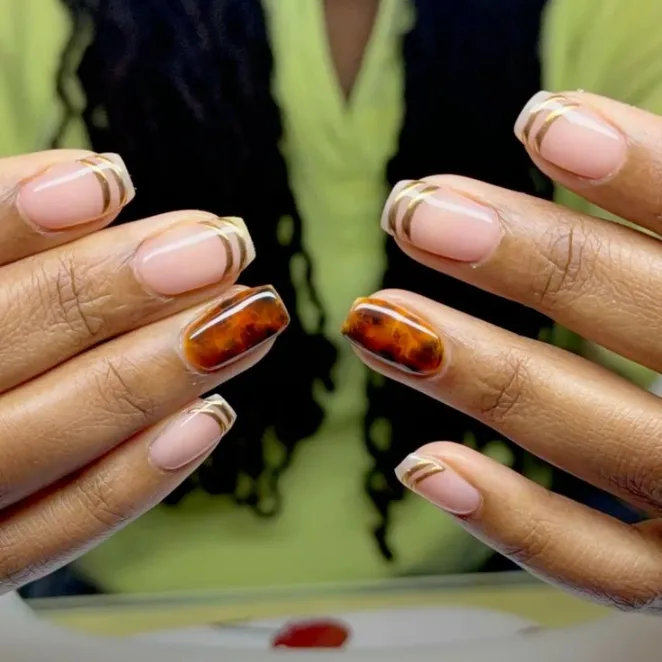Double Gold Line French Tips