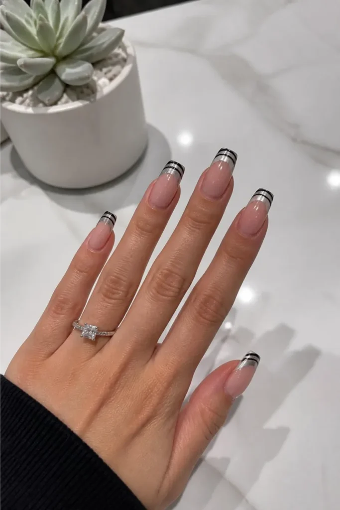 Double-Lined Chrome French Tip