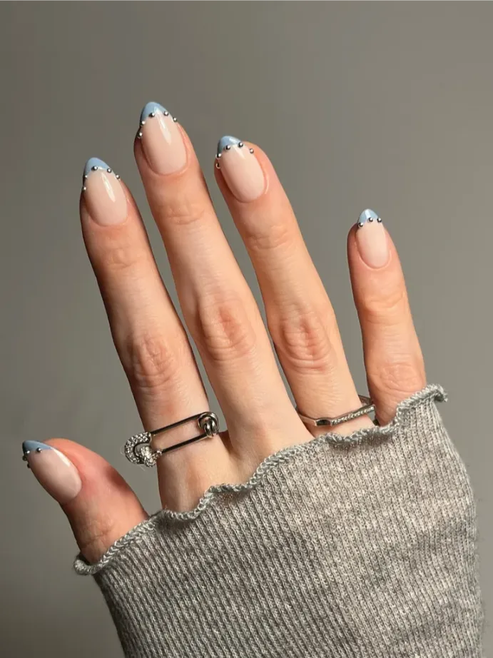 Dusty Blue French Tips