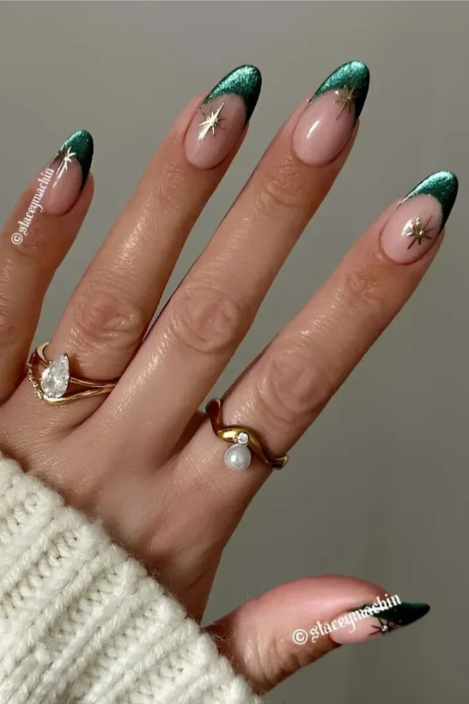 Emerald Glitter Tips