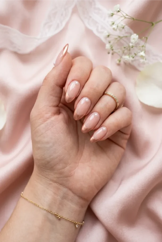French Tip Rose Gold Nails