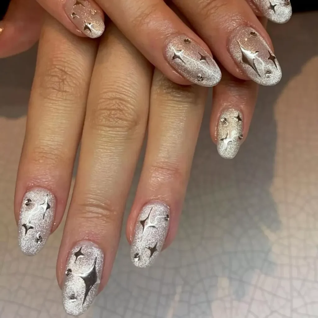 Frosted Champagne Nails