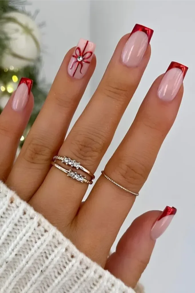 Glossy Metallic Red Squares