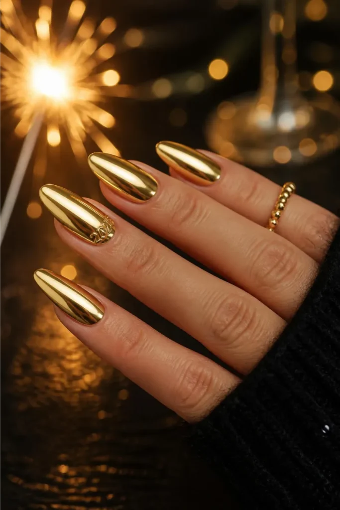 Gold chrome nails