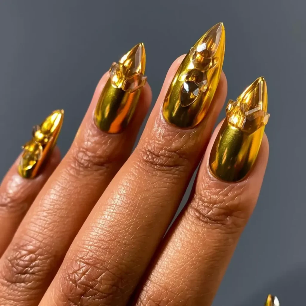 Gold chrome stilettos