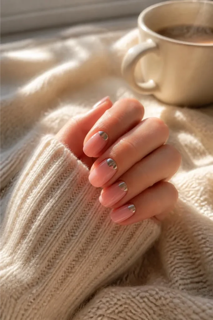 Half-Moon Chrome Manicure