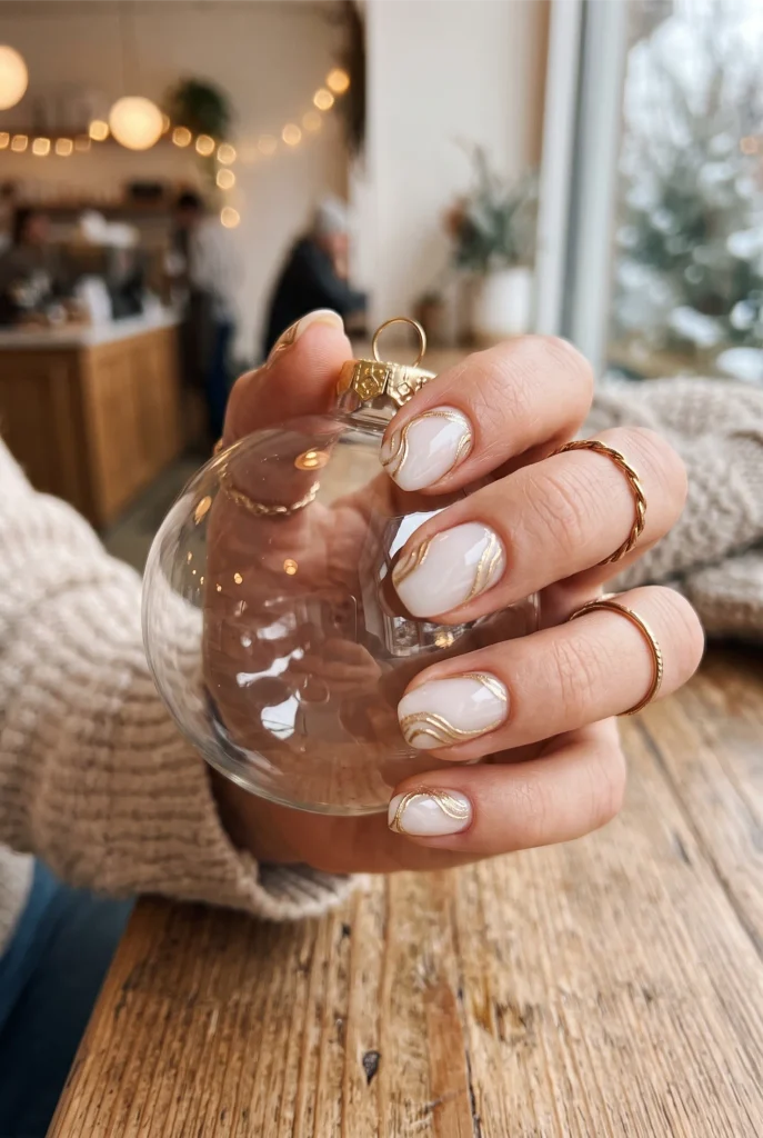 Icy Champagne Gold Swirls