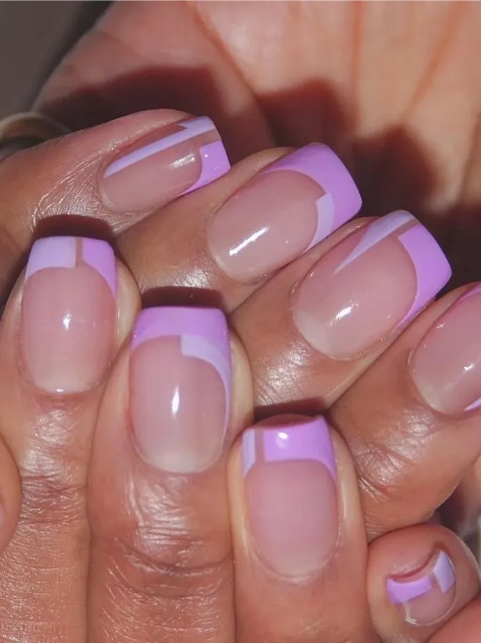 Lilac Geometric French Tips
