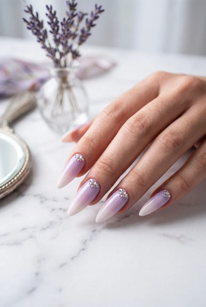 Lilac Ombre Stiletto Nails