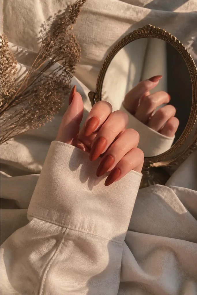 Lipstick Nails with a Bold Angled Tip