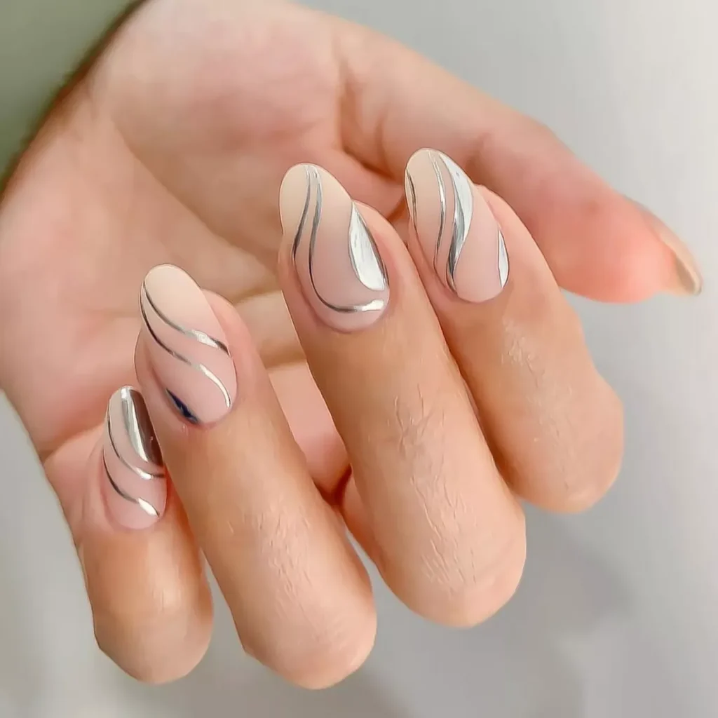 Liquid Silver Swirl Lines
