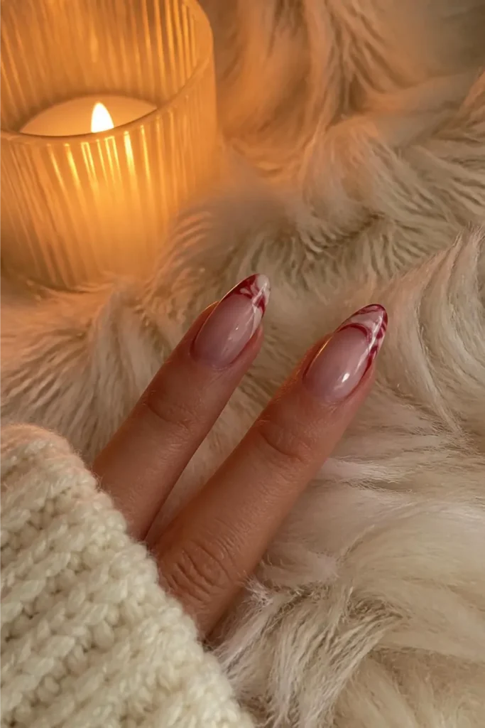 Marbled Red and White Swirl Tip