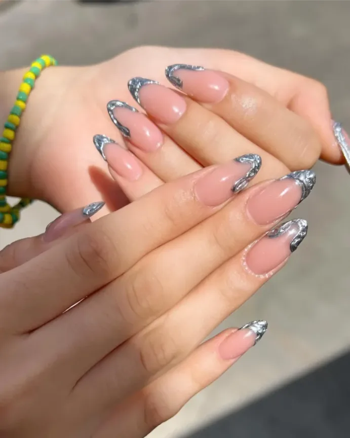 Marbled Silver Foil Tips