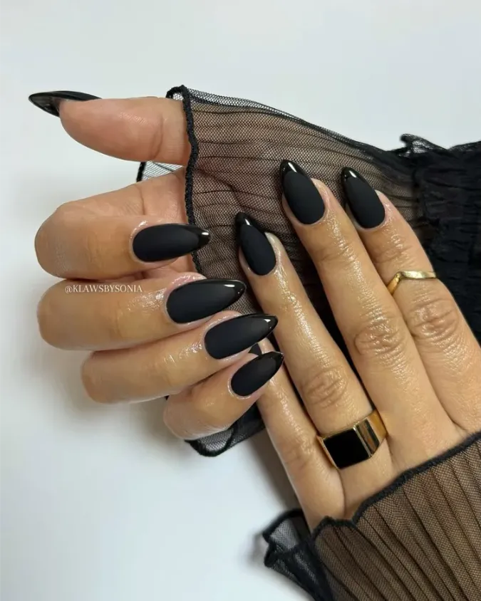 Matte Black Stiletto Nails