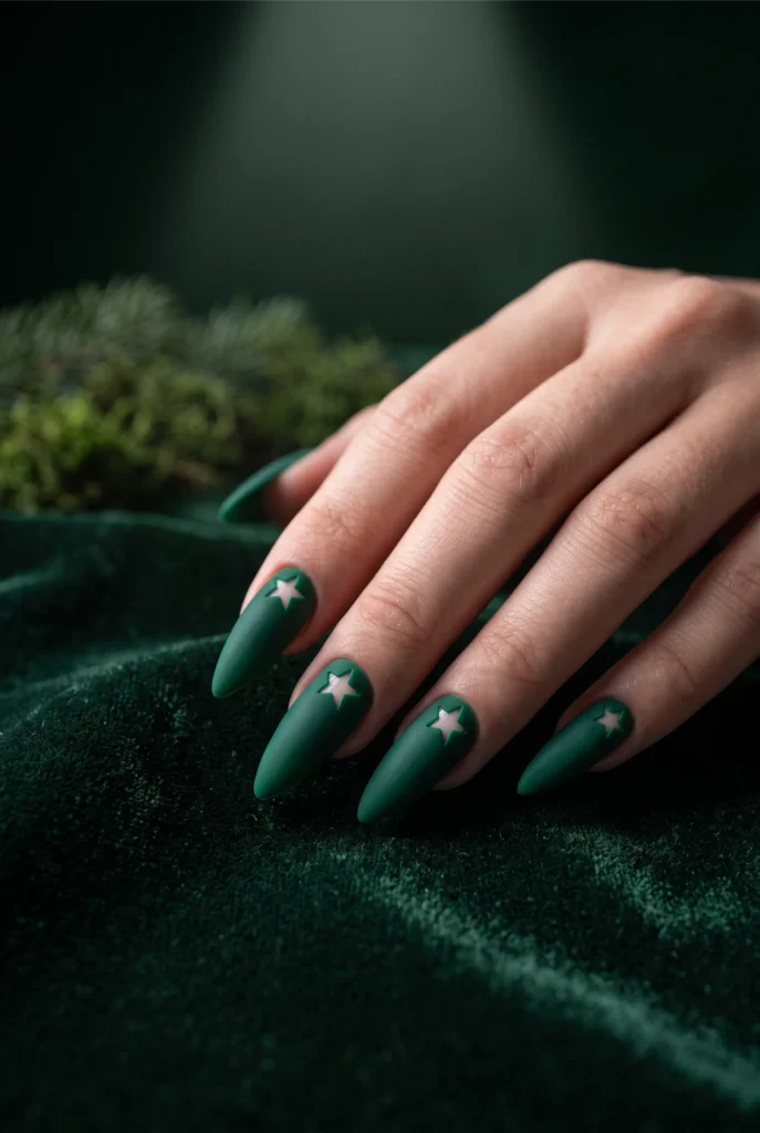 Matte Emerald Stiletto Nails