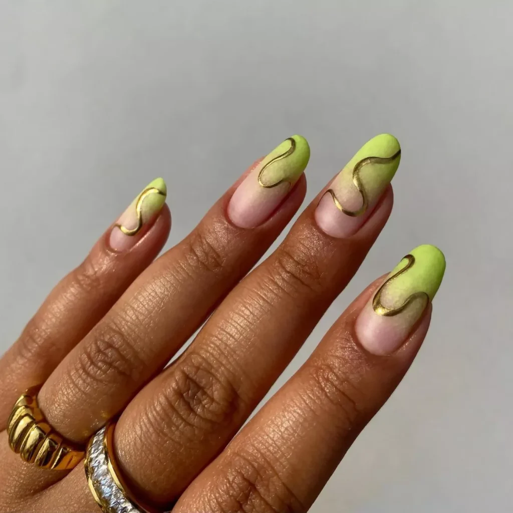 Matte Lime Ombre Tips