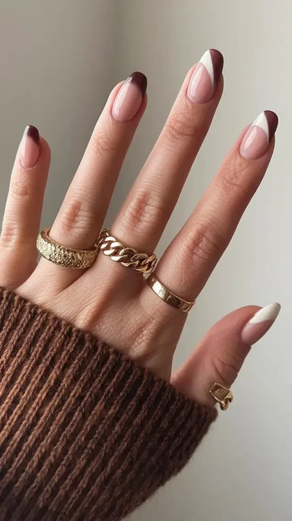 Mismatched Fall French Tips