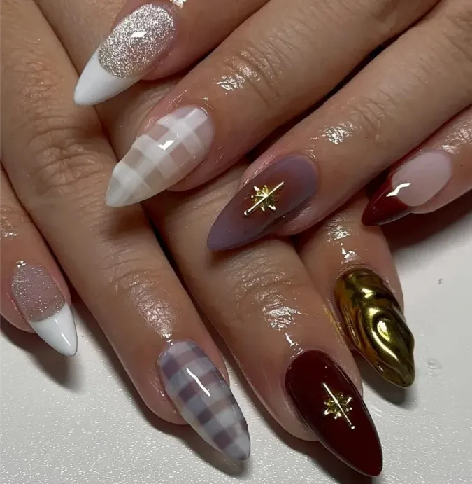 Mismatched Stiletto Nails