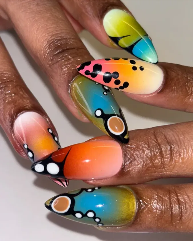 Multicolor Gradient Stiletto Nails