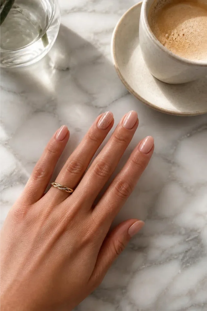 One Gold-Fleck Accent Nail