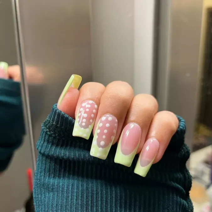 Pastel Green French Tips