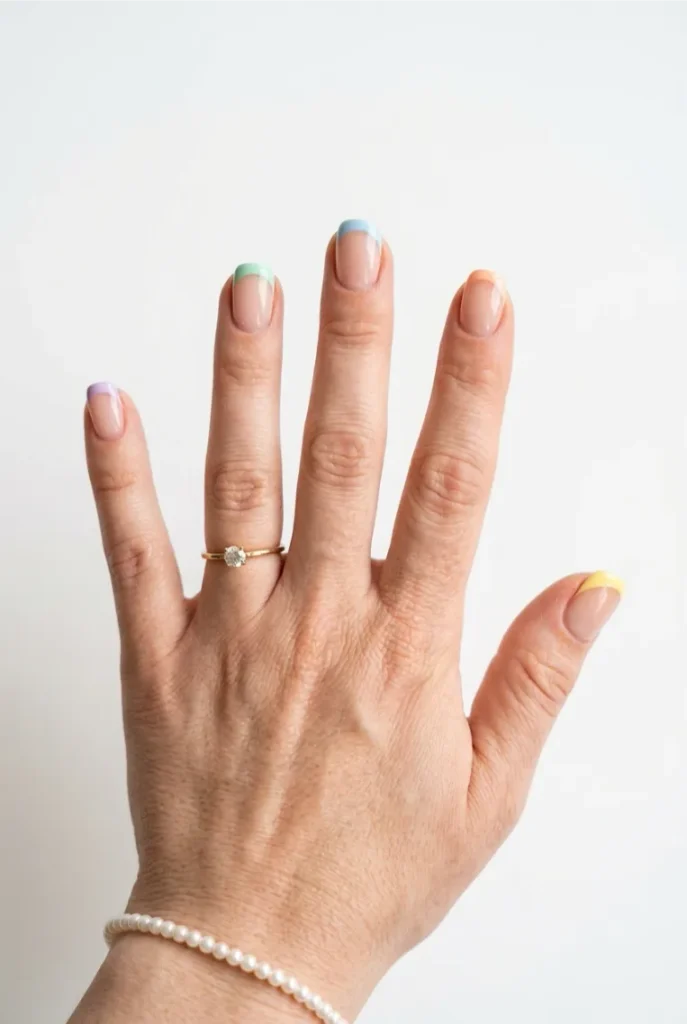 Pastel Rainbow French Tips