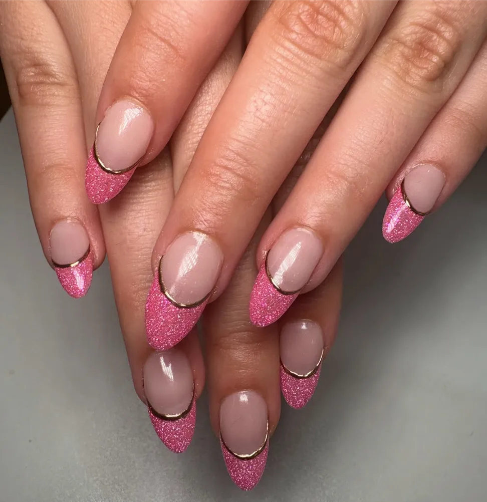 Pink Glitter Tips