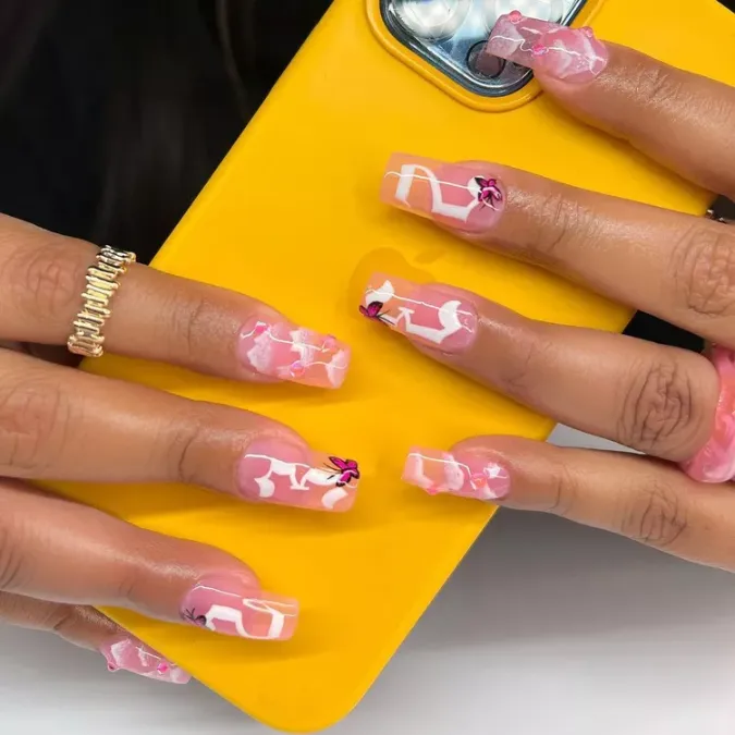 Pink Marble Clouds Traced