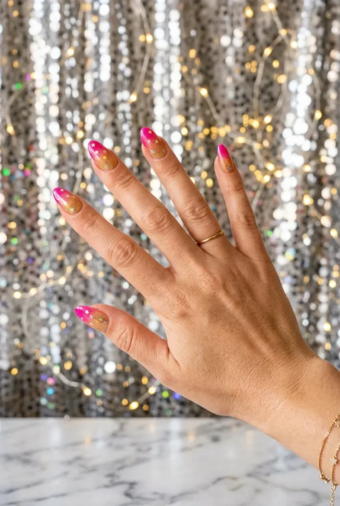 Pink-to-Gold Ombre Tip