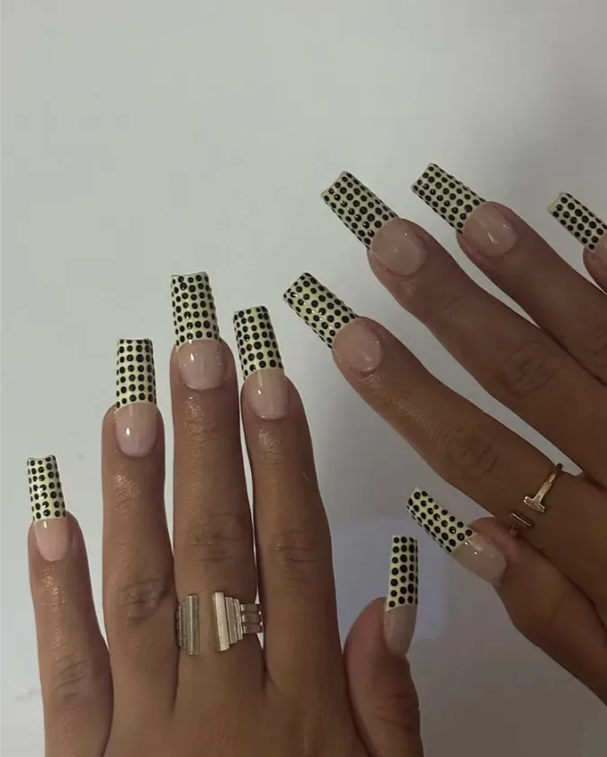 Polka Dot Mesh French Tips
