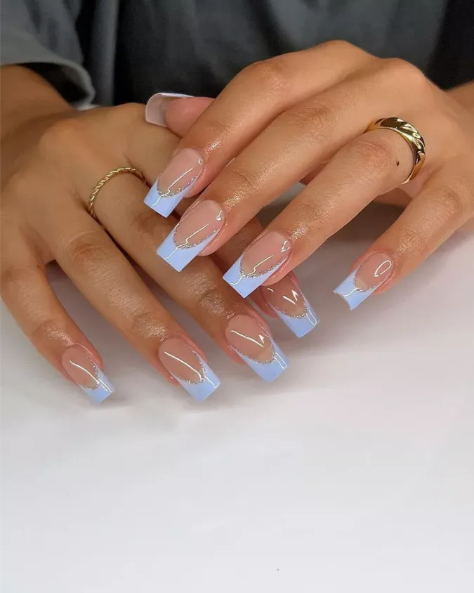 Powder Blue French Tips