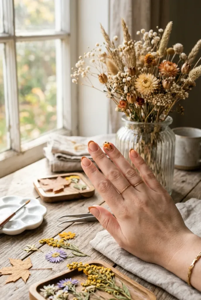 Pressed Dried Flower Accent Nail